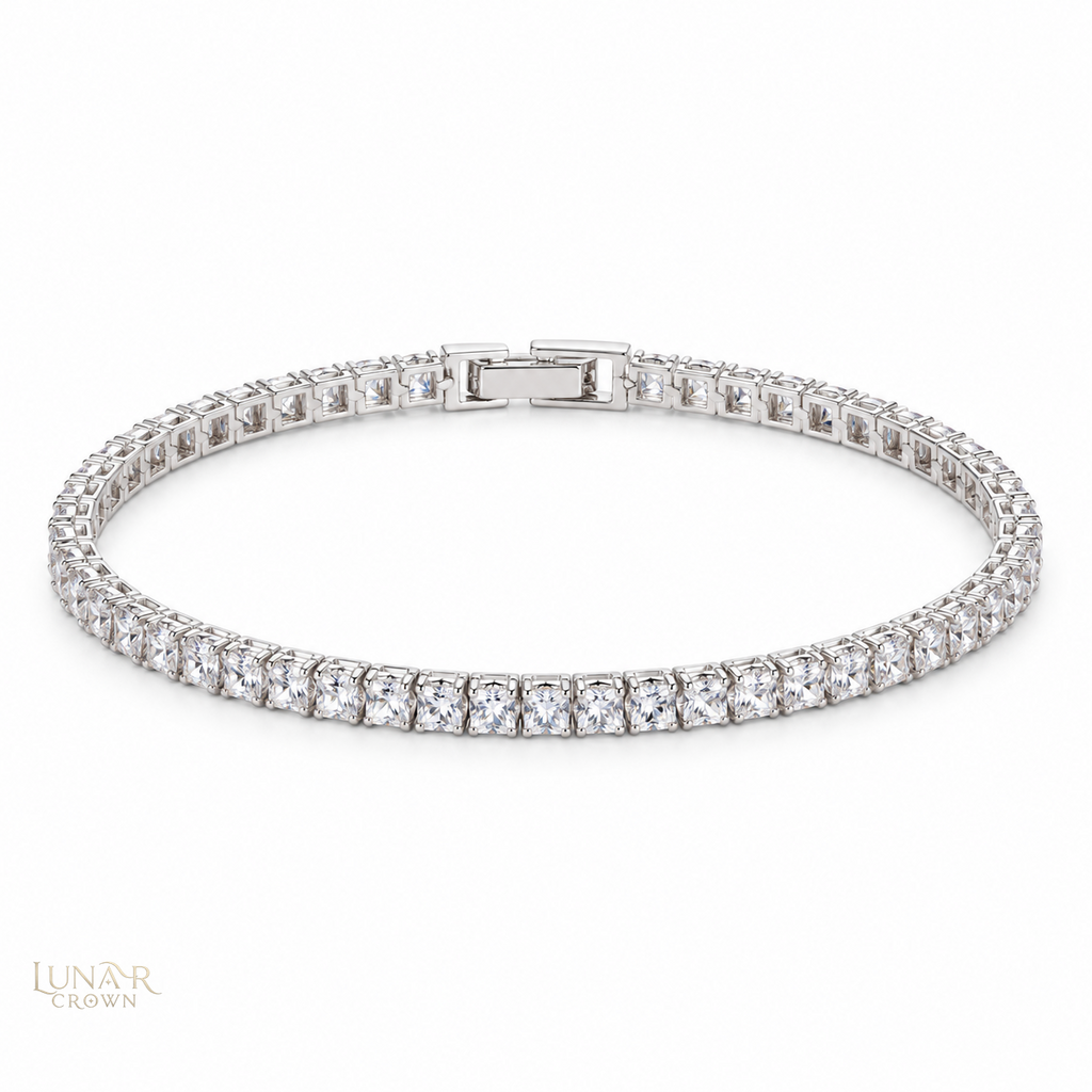 Square Sparkle Bracelet — Silver Tone