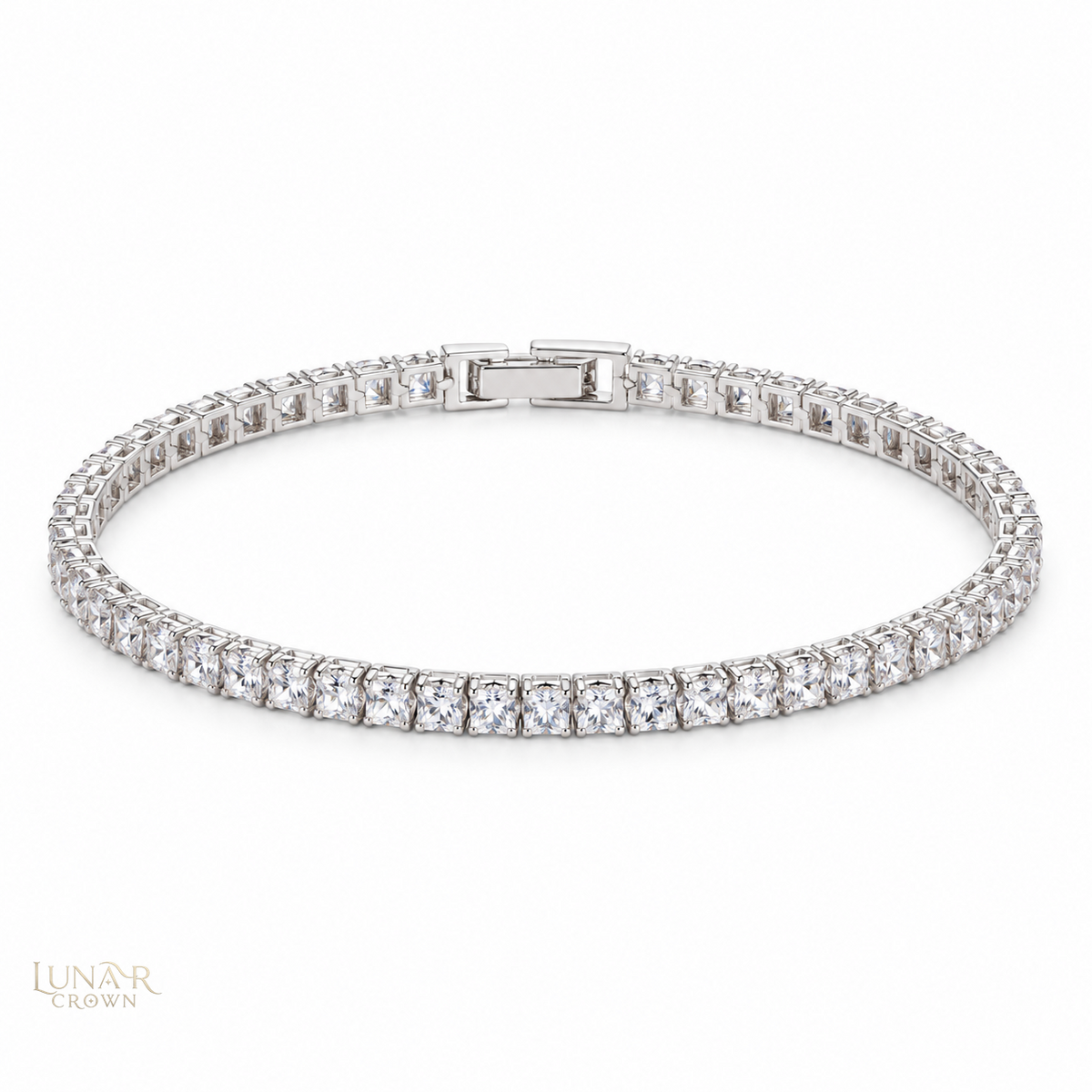 Square Sparkle Bracelet — Silver Tone