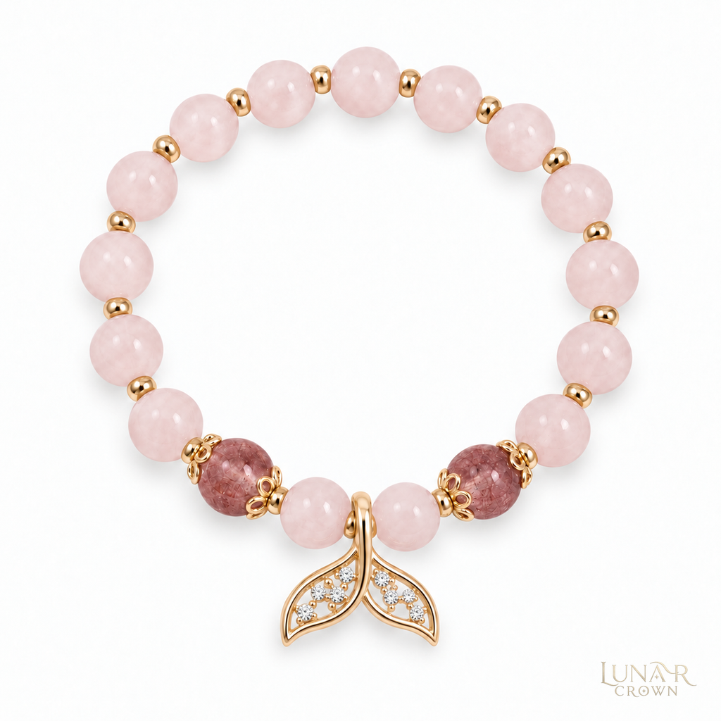 Strawberry Quartz Mermaid Tail Bracelet — Pink