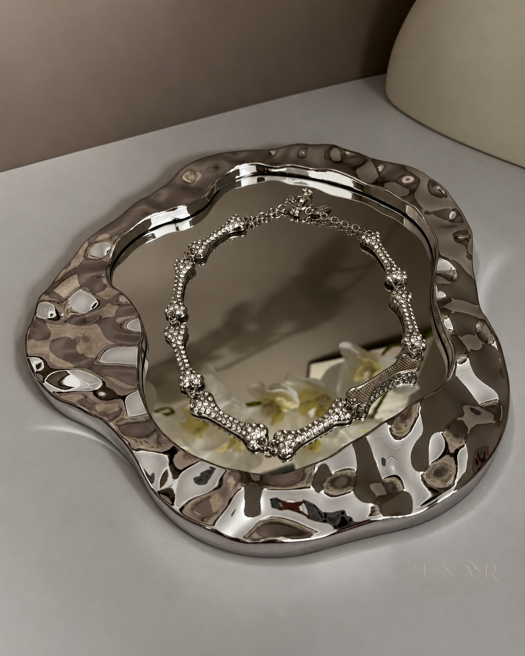 Sparkling Bone Link Necklace — Silver Tone