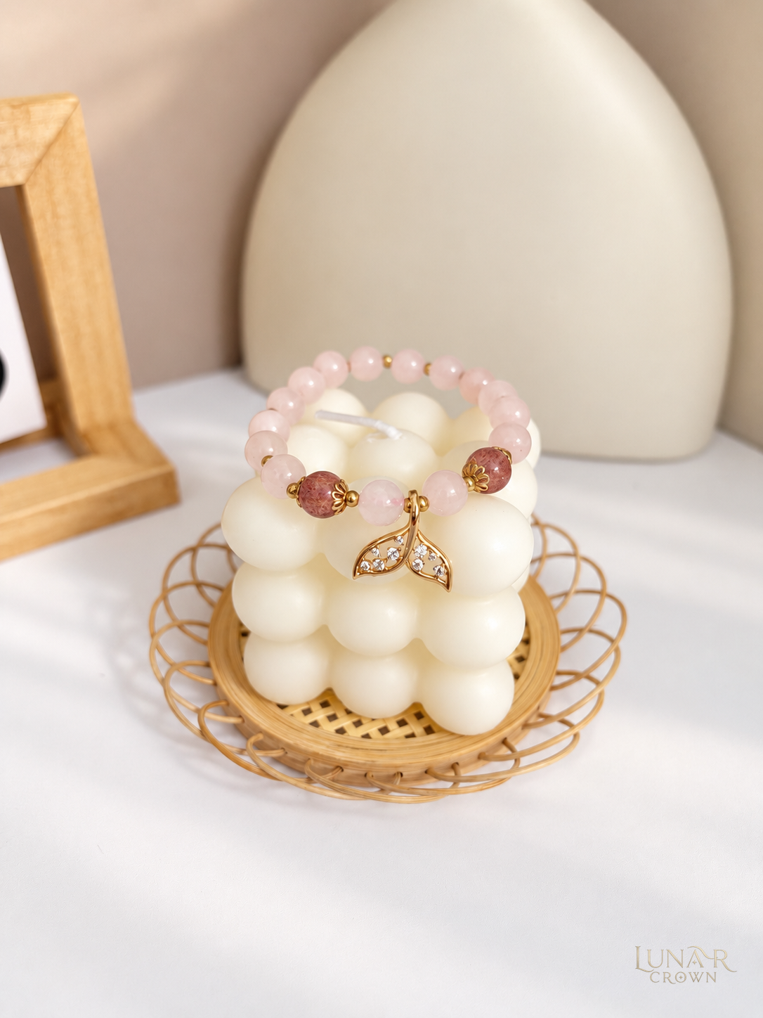 Strawberry Quartz Mermaid Tail Bracelet — Pink