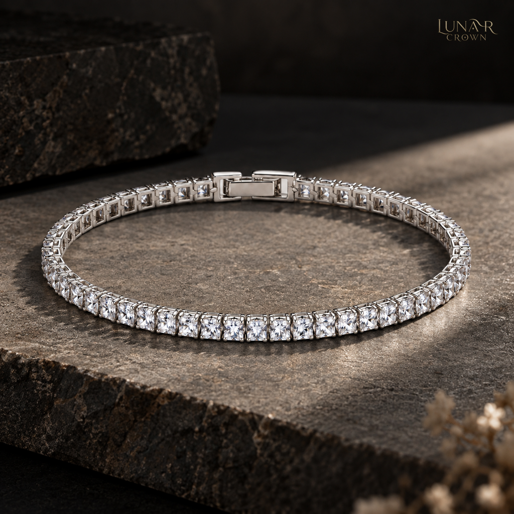 Square Sparkle Bracelet — Silver Tone