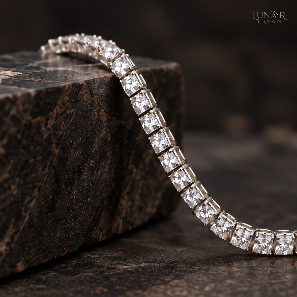 Square Sparkle Bracelet — Silver Tone