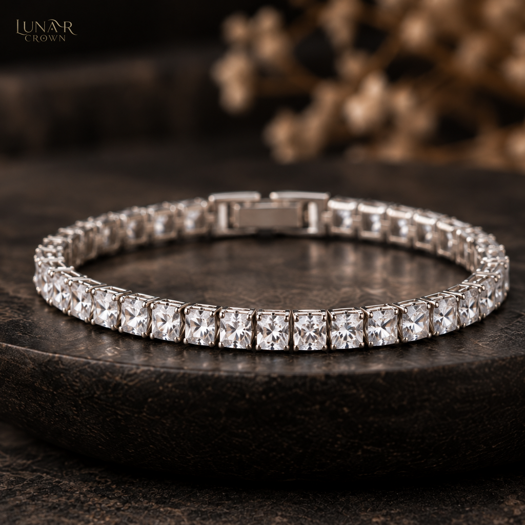 Square Sparkle Bracelet — Silver Tone
