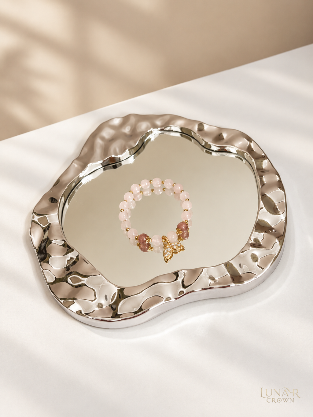 Strawberry Quartz Mermaid Tail Bracelet — Pink