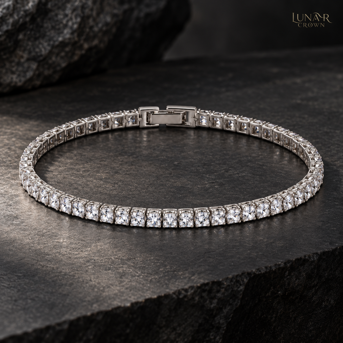 Square Sparkle Bracelet — Silver Tone