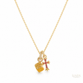 Cross & Dice Pendant Necklace — Gold Tone