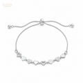 Adjustable Heart Bracelet — Silver Tone