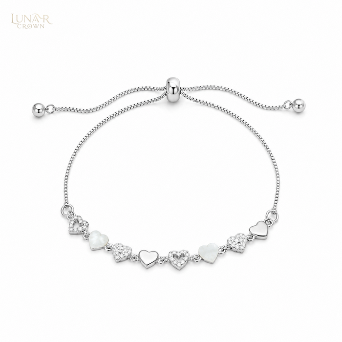 Adjustable Heart Bracelet — Silver Tone
