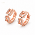 Sparkling Chain Link Hoop Earrings — Rose Gold Tone