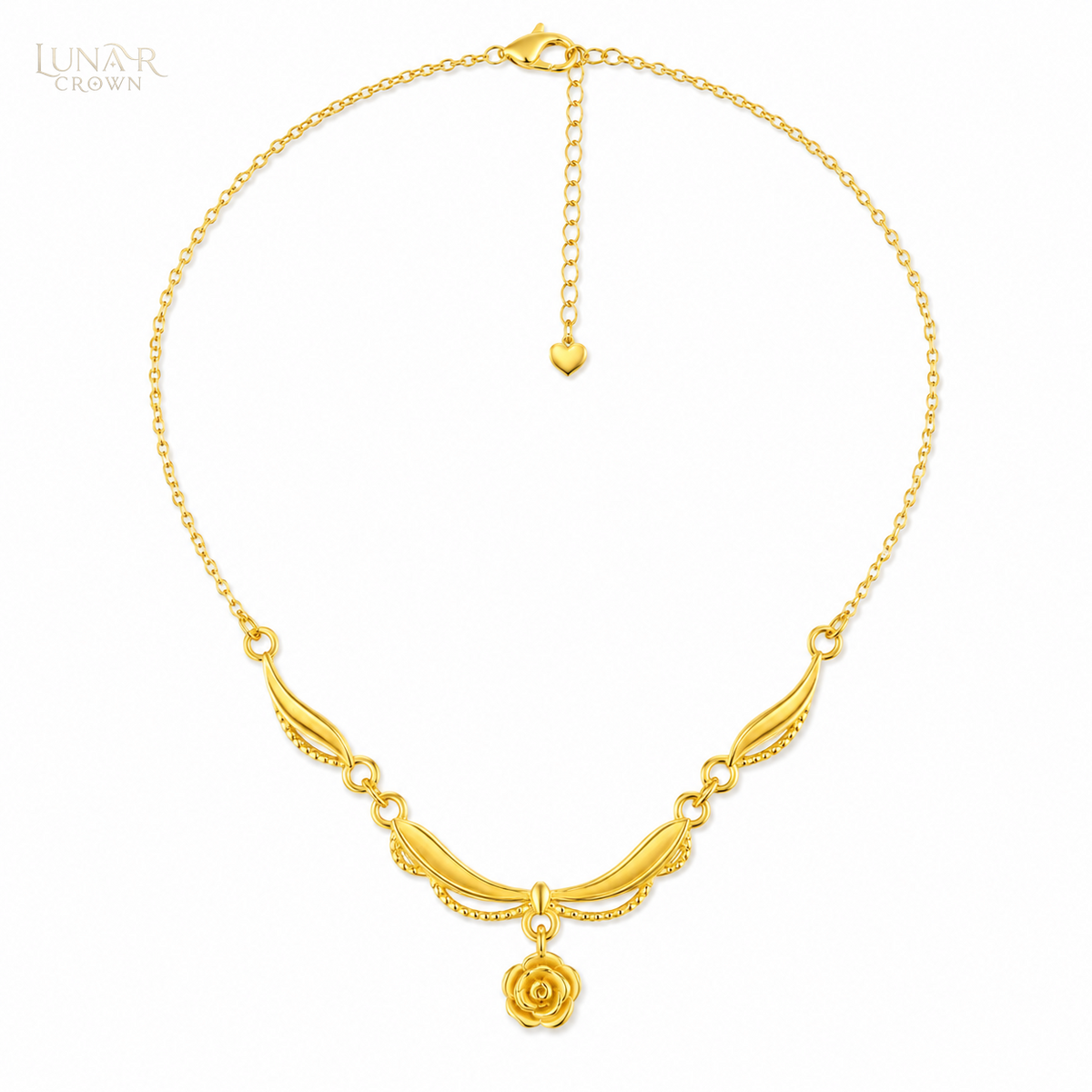 Rose Pendant Necklace — Gold Tone