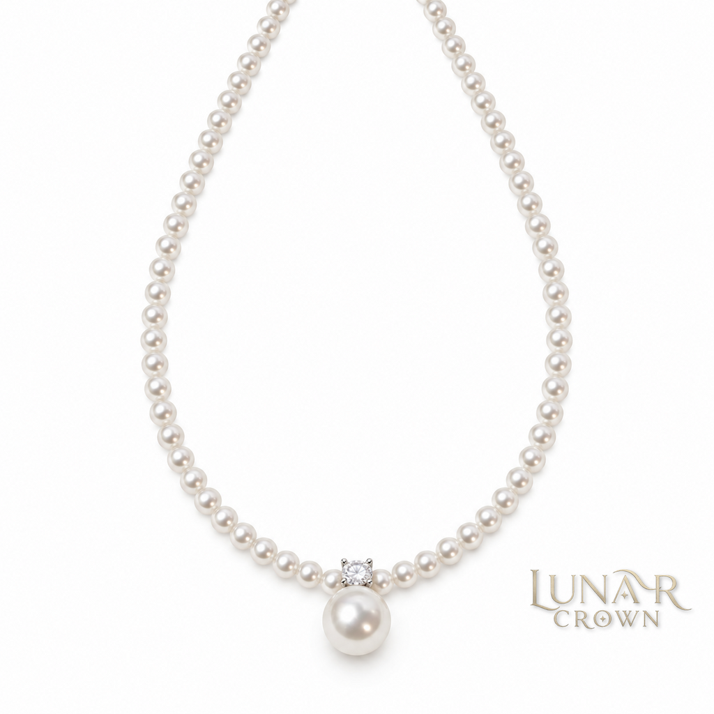 Pearl Bead Pendant Necklace — White