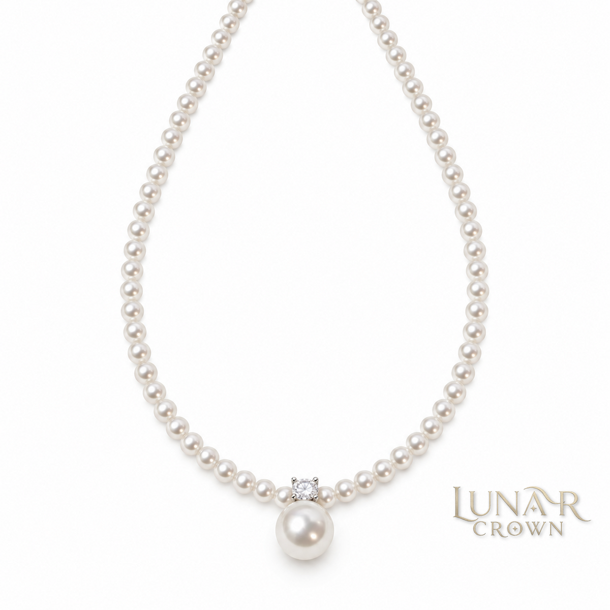 Pearl Bead Pendant Necklace — White