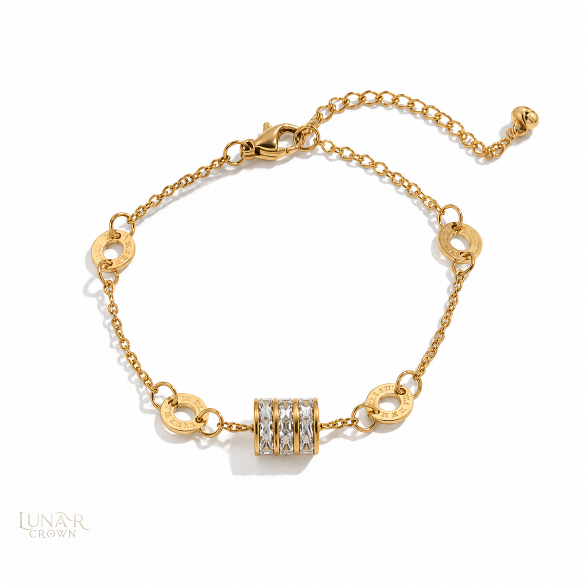 Sparkling Cylinder Bracelet — Gold Tone