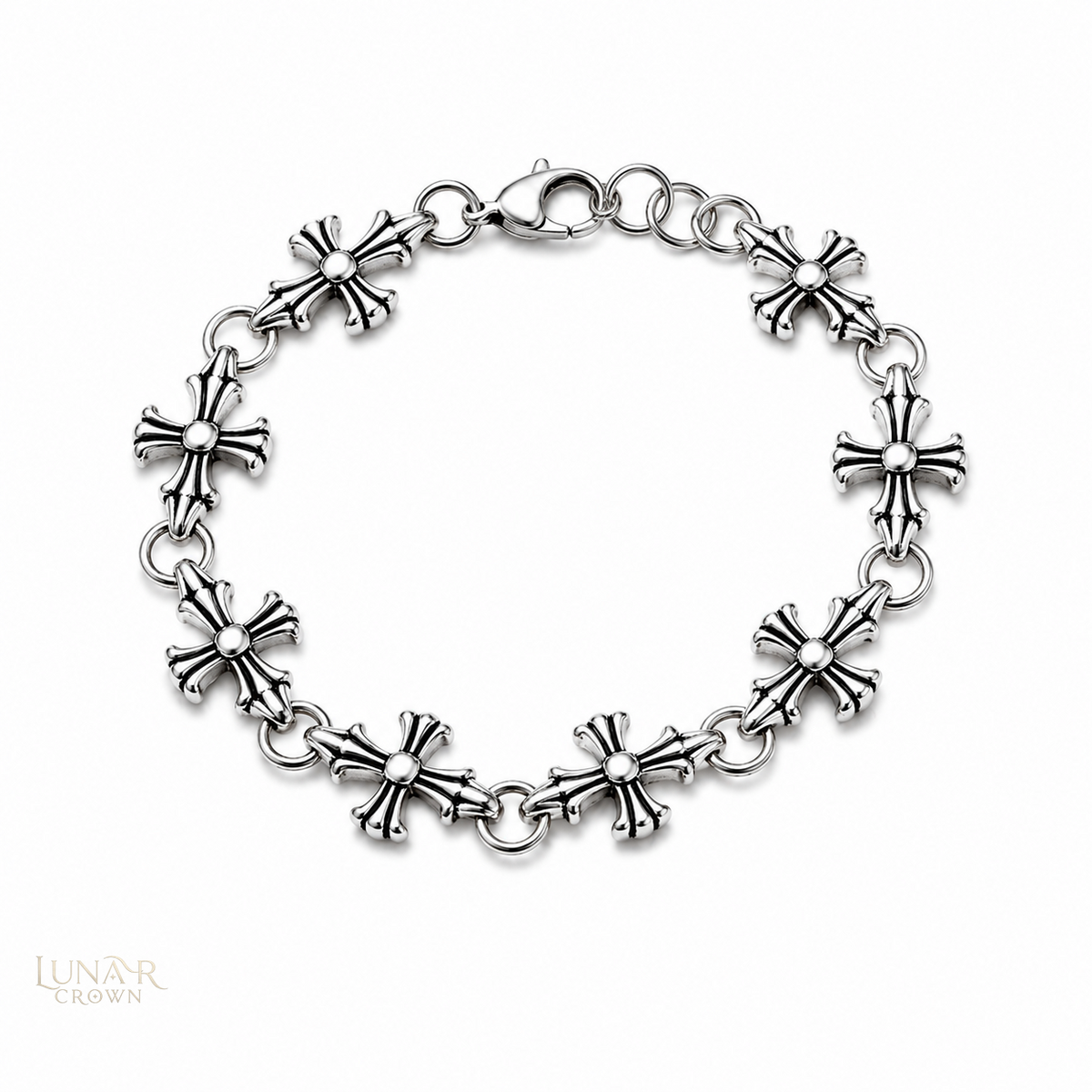 Cross Link Bracelet — Silver Tone