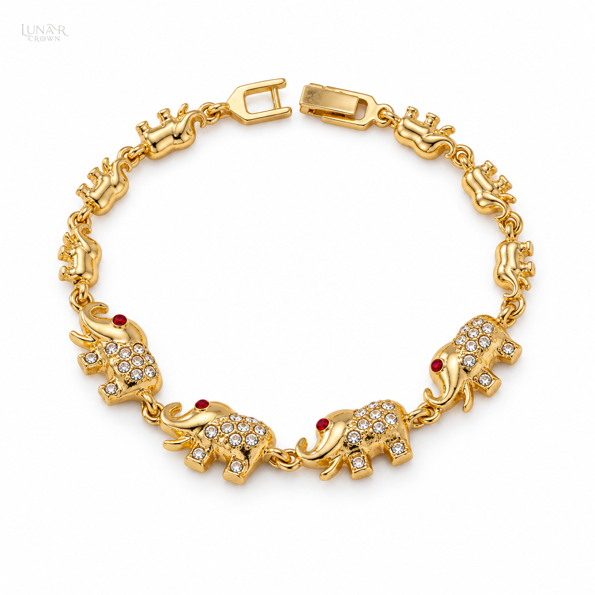 Elephant Bracelet — Gold Tone & White