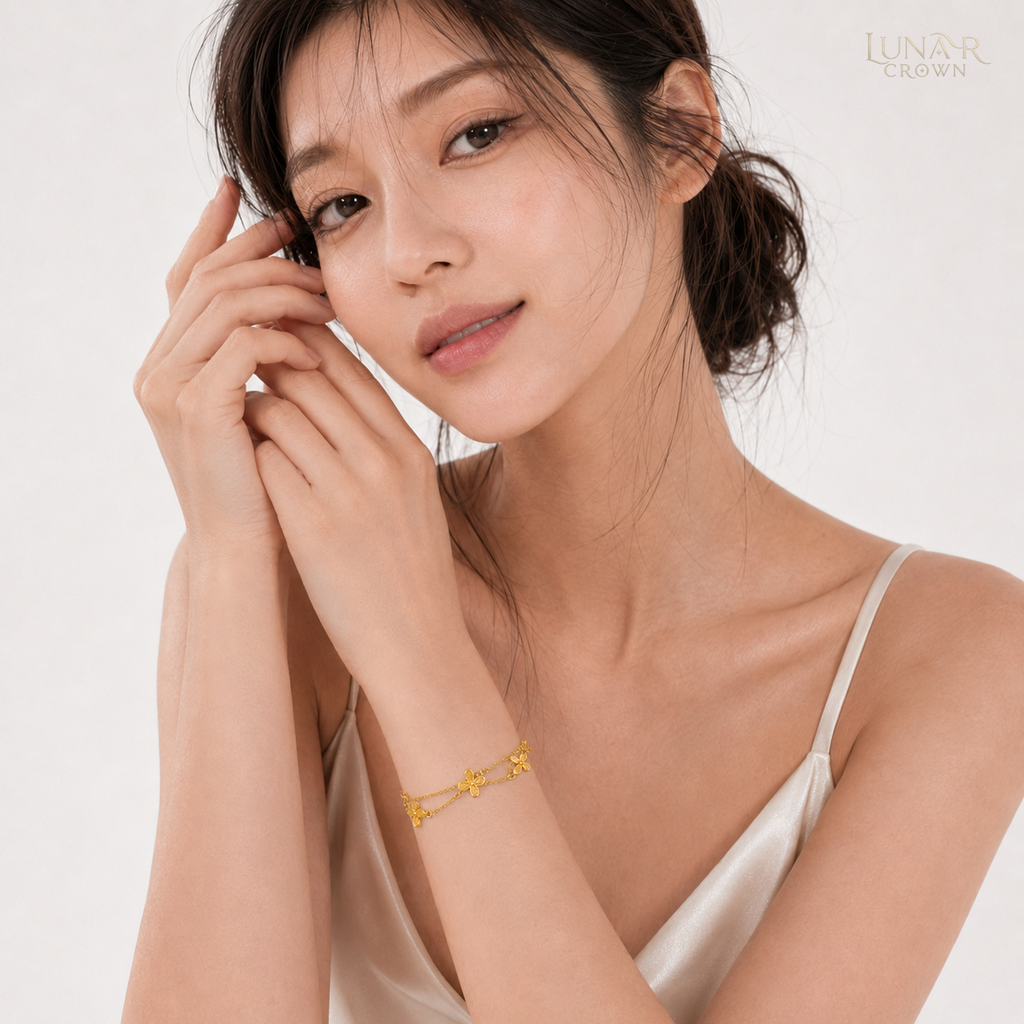 Double-Layer Butterfly Bracelet — Gold Tone