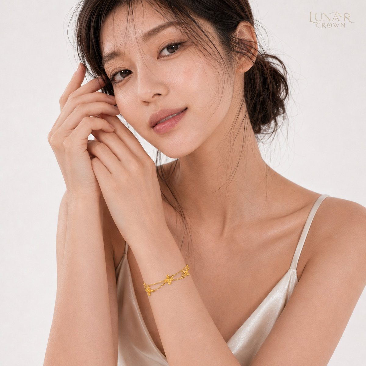 Double-Layer Butterfly Bracelet — Gold Tone