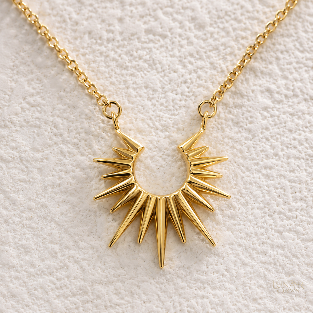 Half Sun Pendant Necklace — Gold Tone