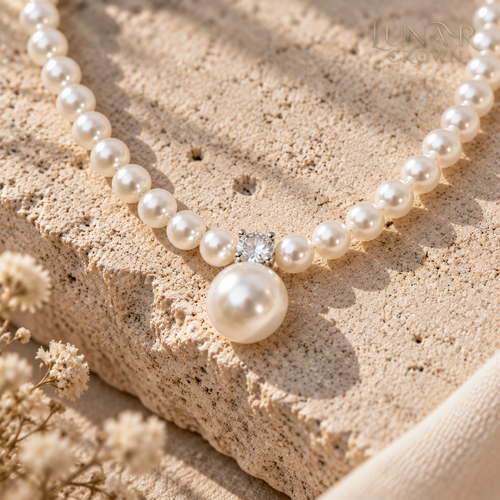 Pearl Bead Pendant Necklace — White