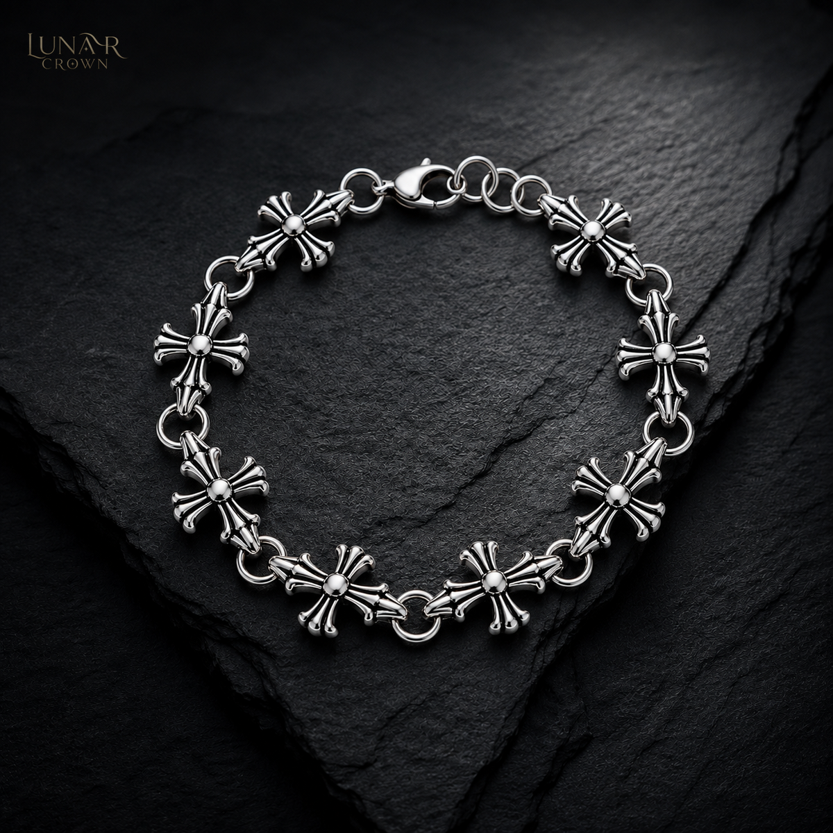 Cross Link Bracelet — Silver Tone