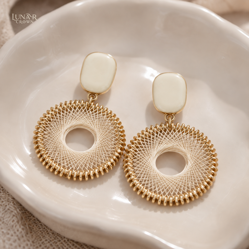 Openwork Circle Earrings — Gold Tone