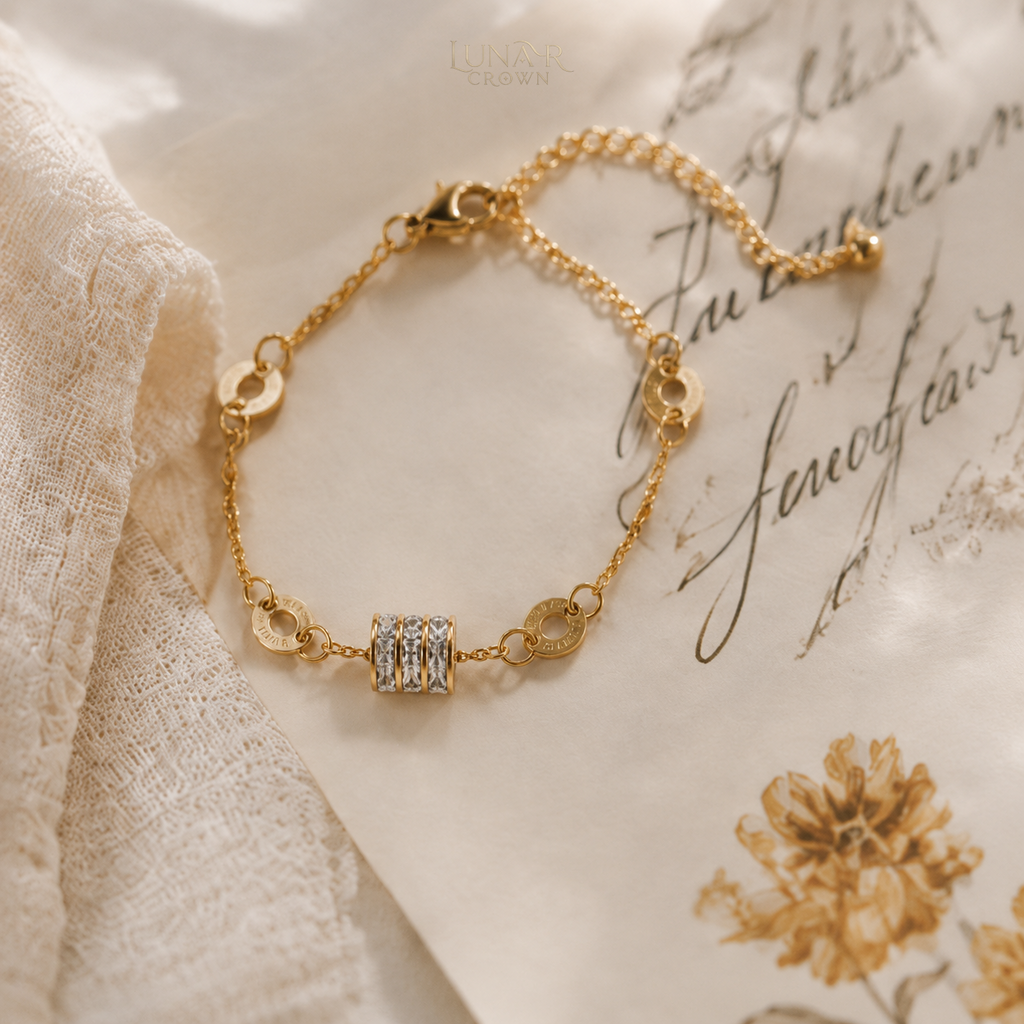 Sparkling Cylinder Bracelet — Gold Tone