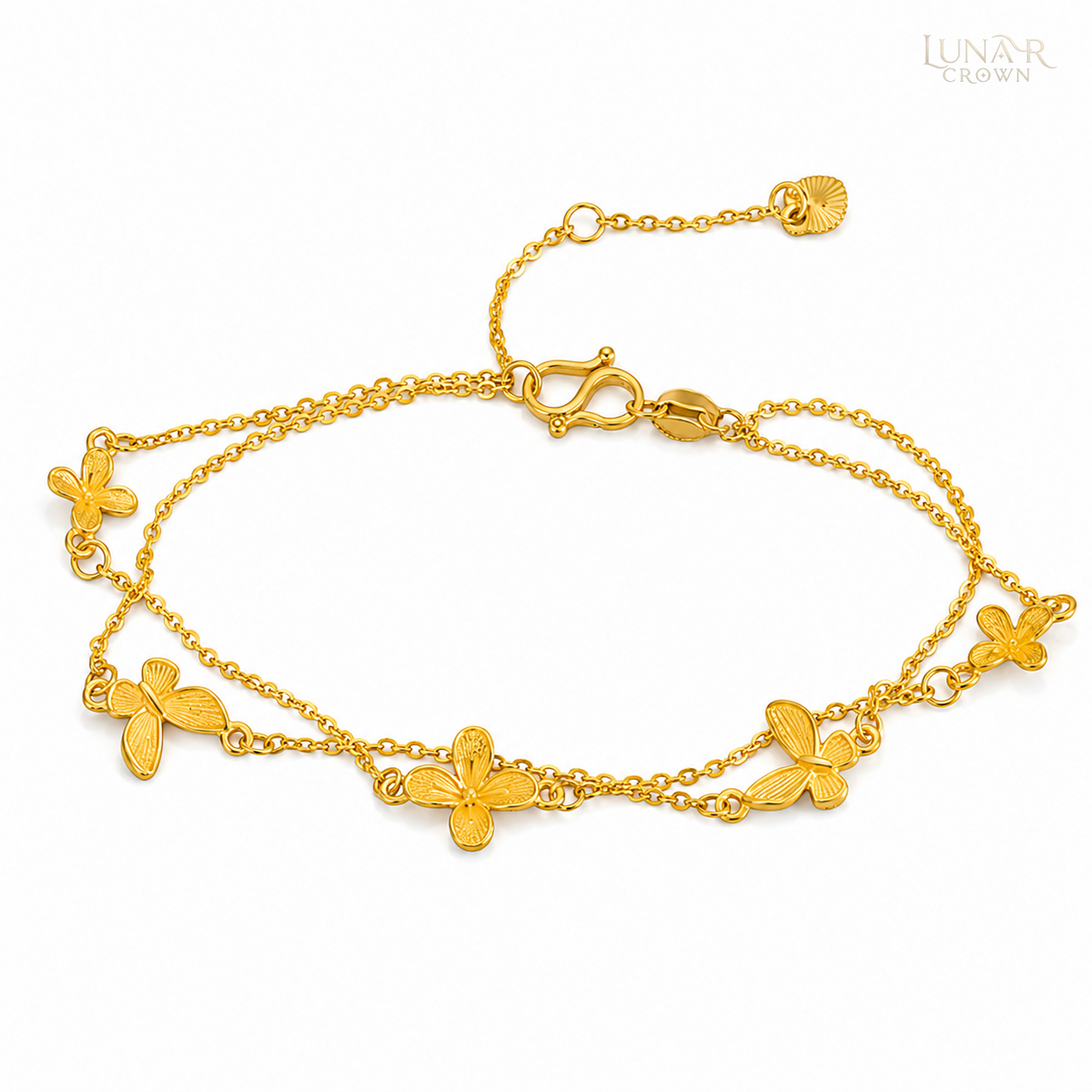 Double-Layer Butterfly Bracelet — Gold Tone