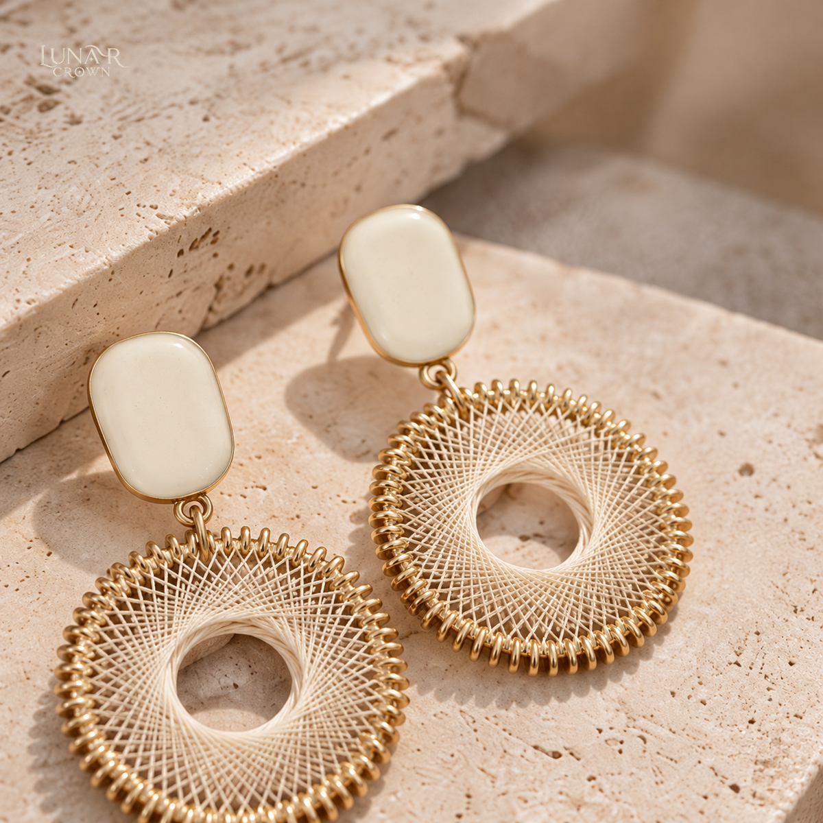 Openwork Circle Earrings — Gold Tone