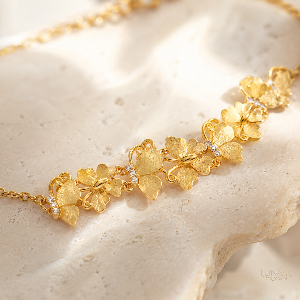 Brushed Butterfly Bracelet — Gold Tone