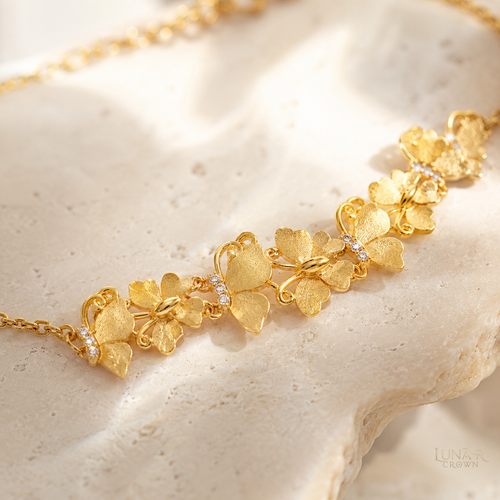 Brushed Butterfly Bracelet — Gold Tone