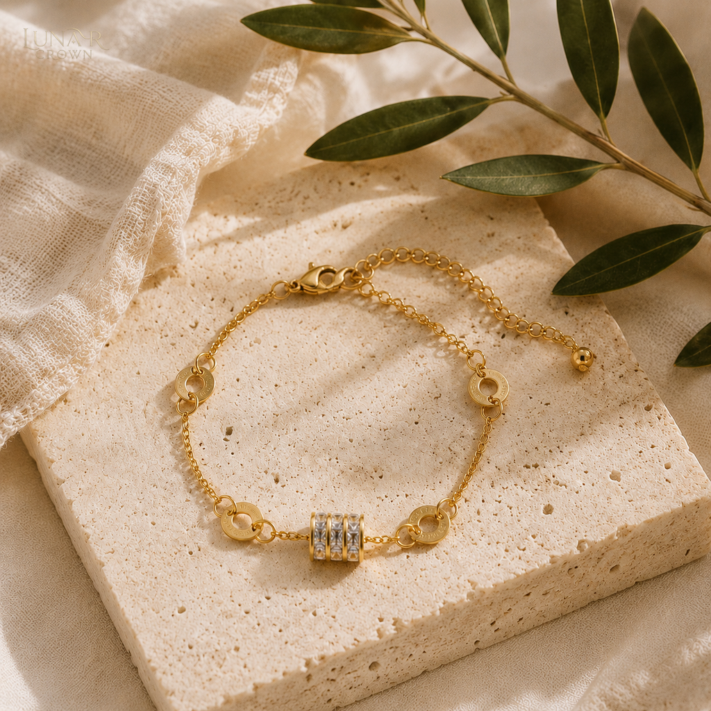 Sparkling Cylinder Bracelet — Gold Tone