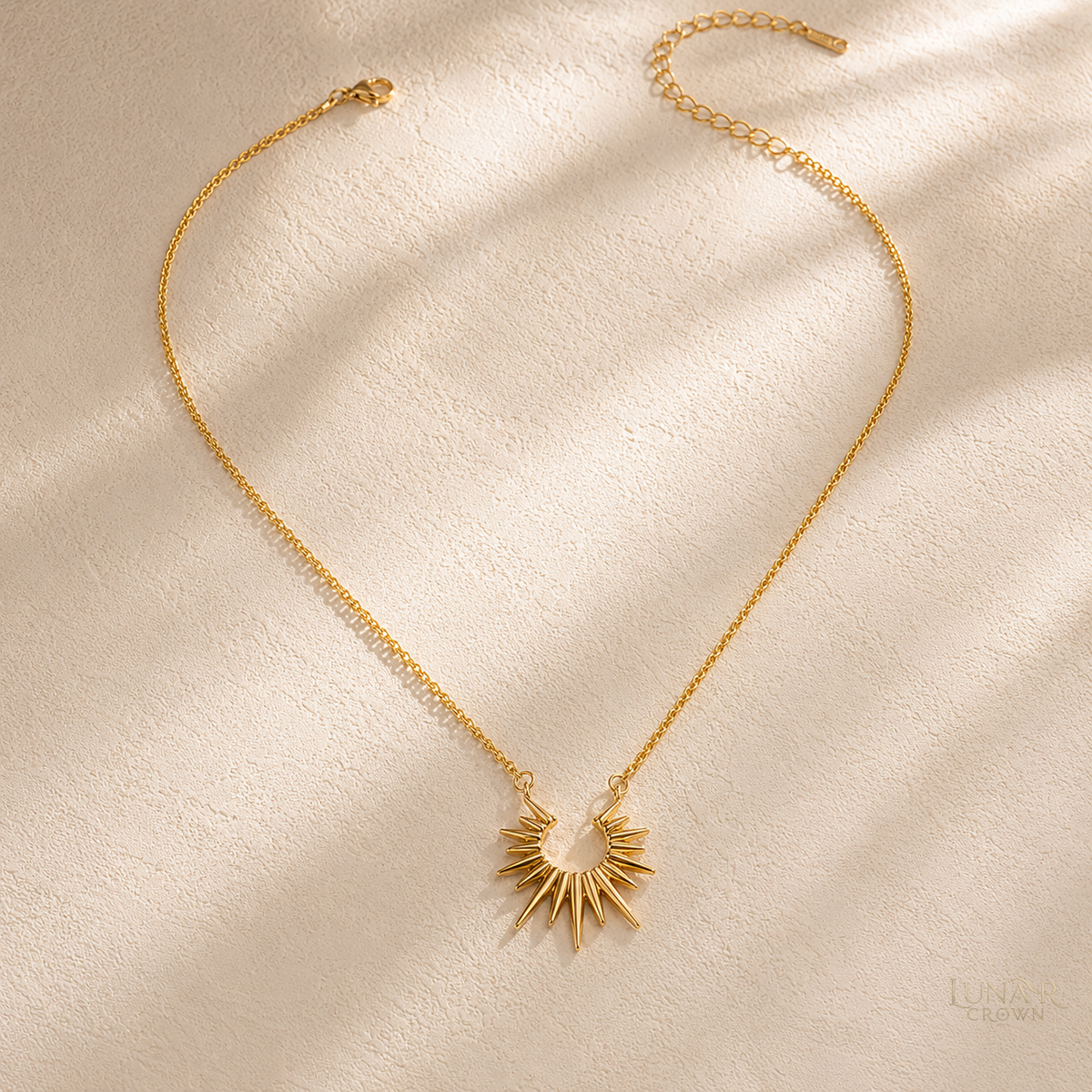 Half Sun Pendant Necklace — Gold Tone