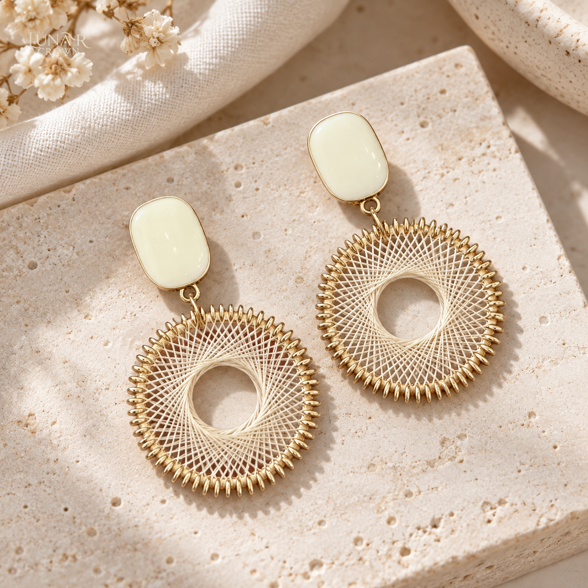 Openwork Circle Earrings — Gold Tone