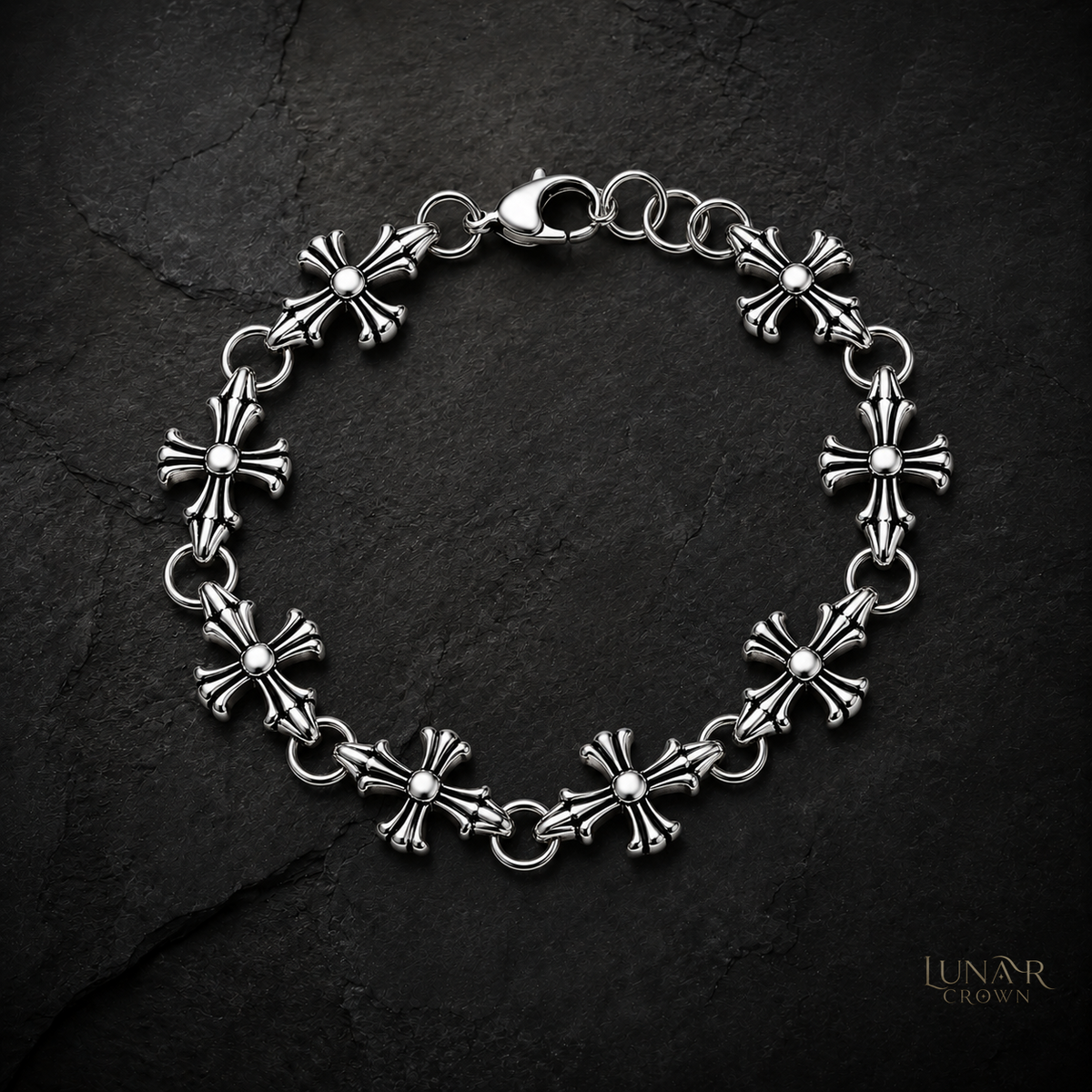 Cross Link Bracelet — Silver Tone