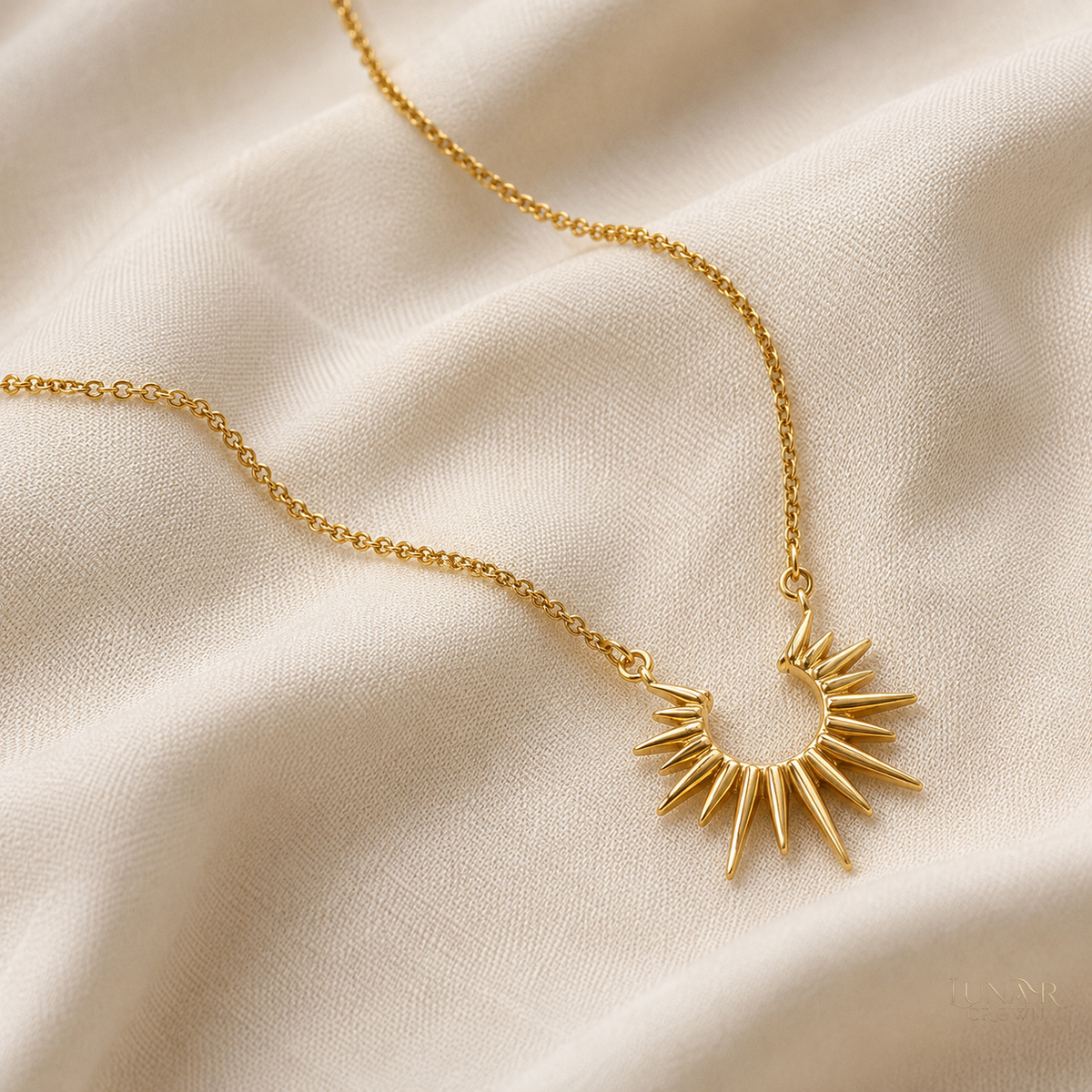Half Sun Pendant Necklace — Gold Tone