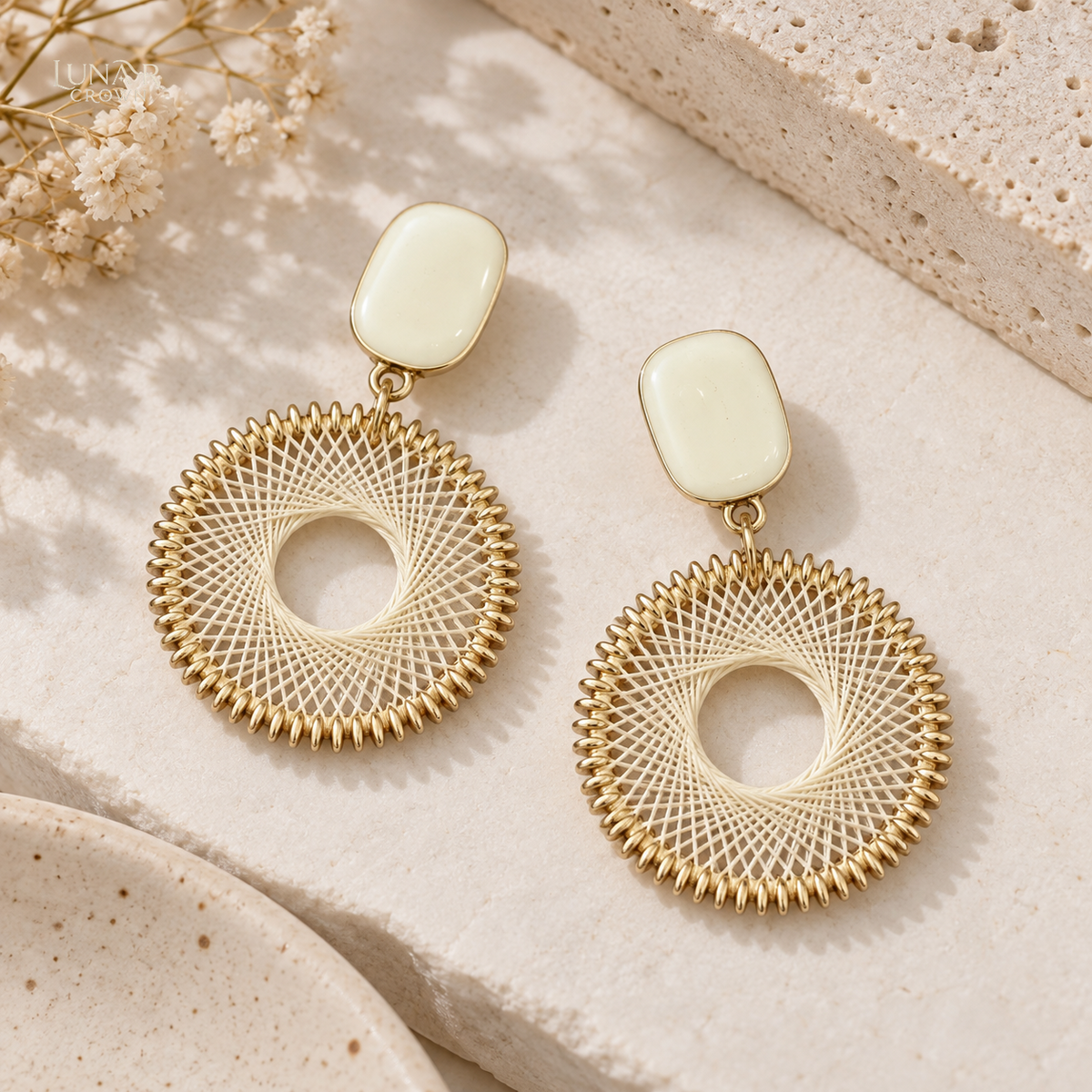 Openwork Circle Earrings — Gold Tone