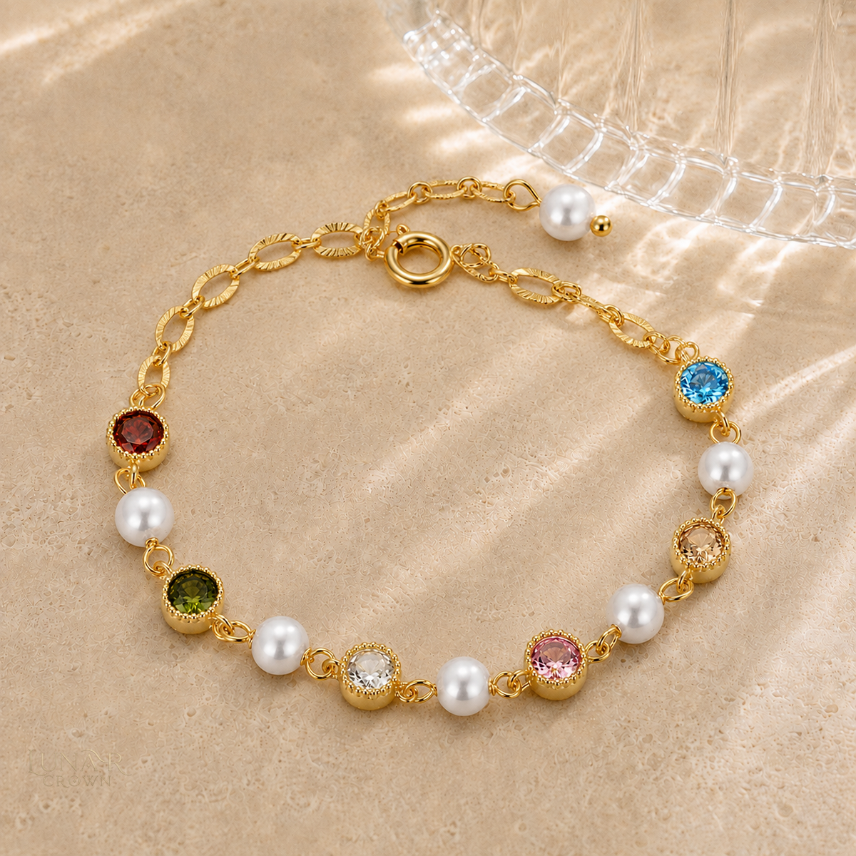 Colorful Bead Bracelet — Gold Tone
