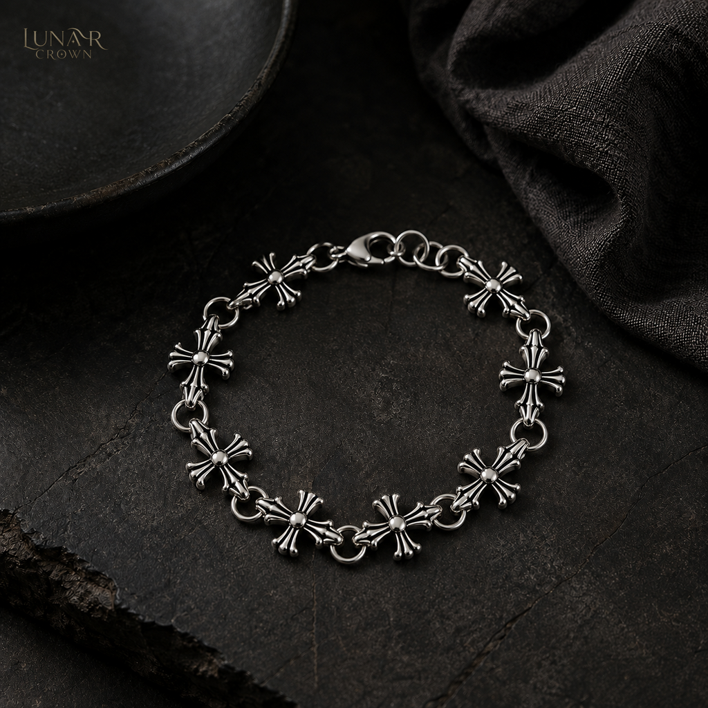 Cross Link Bracelet — Silver Tone