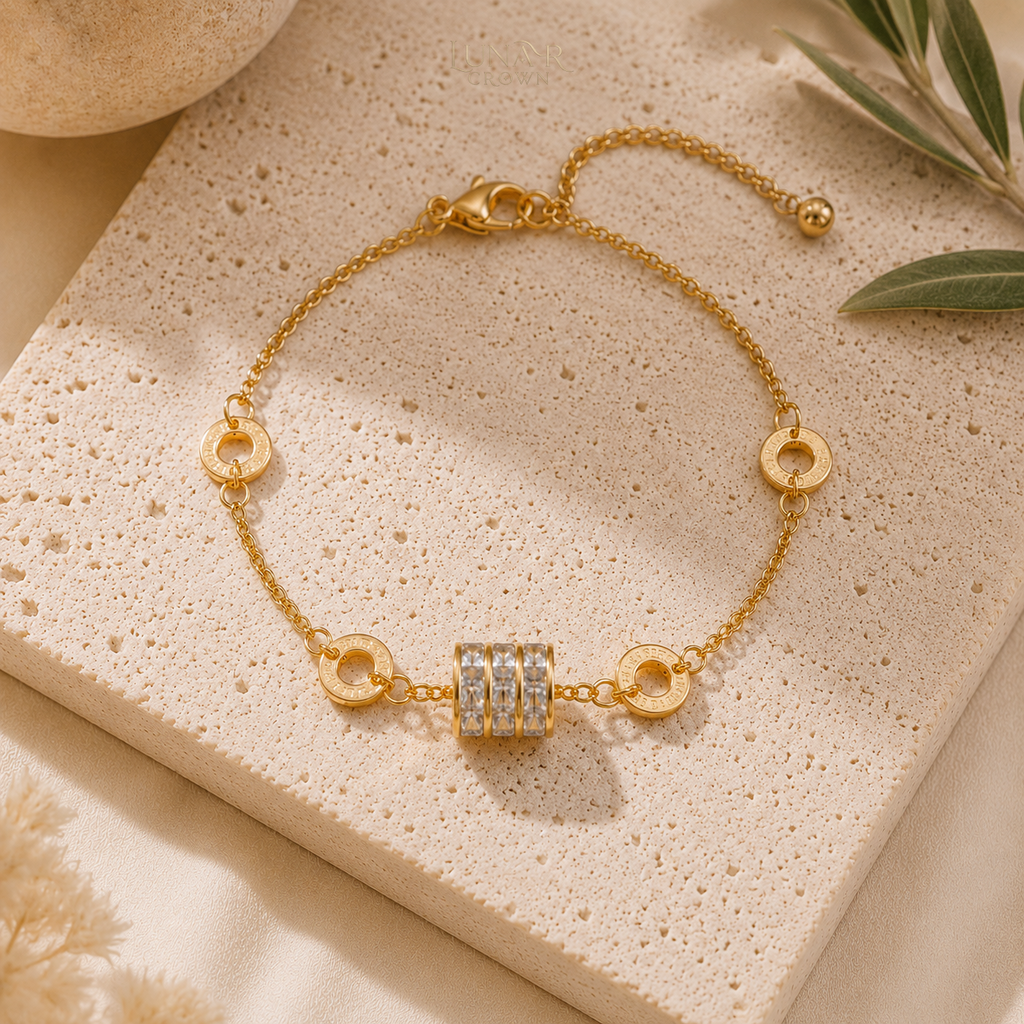 Sparkling Cylinder Bracelet — Gold Tone