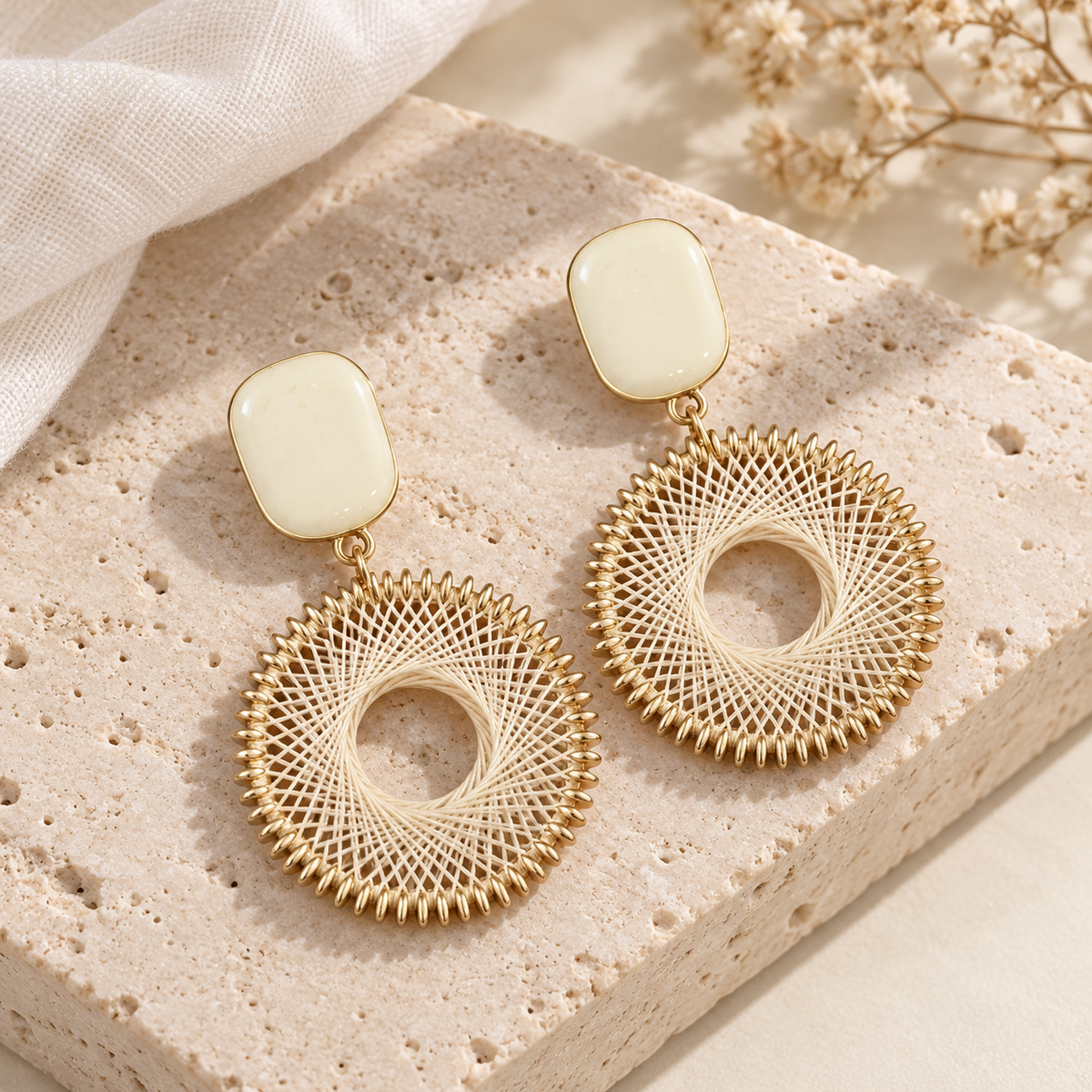 Openwork Circle Earrings — Gold Tone