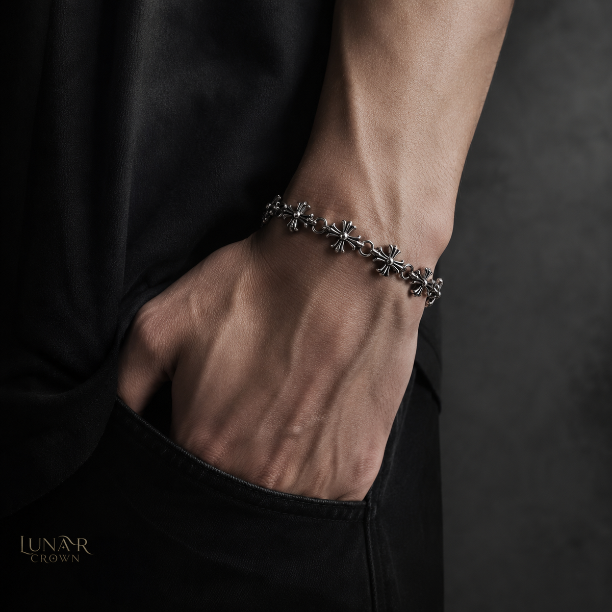 Cross Link Bracelet — Silver Tone