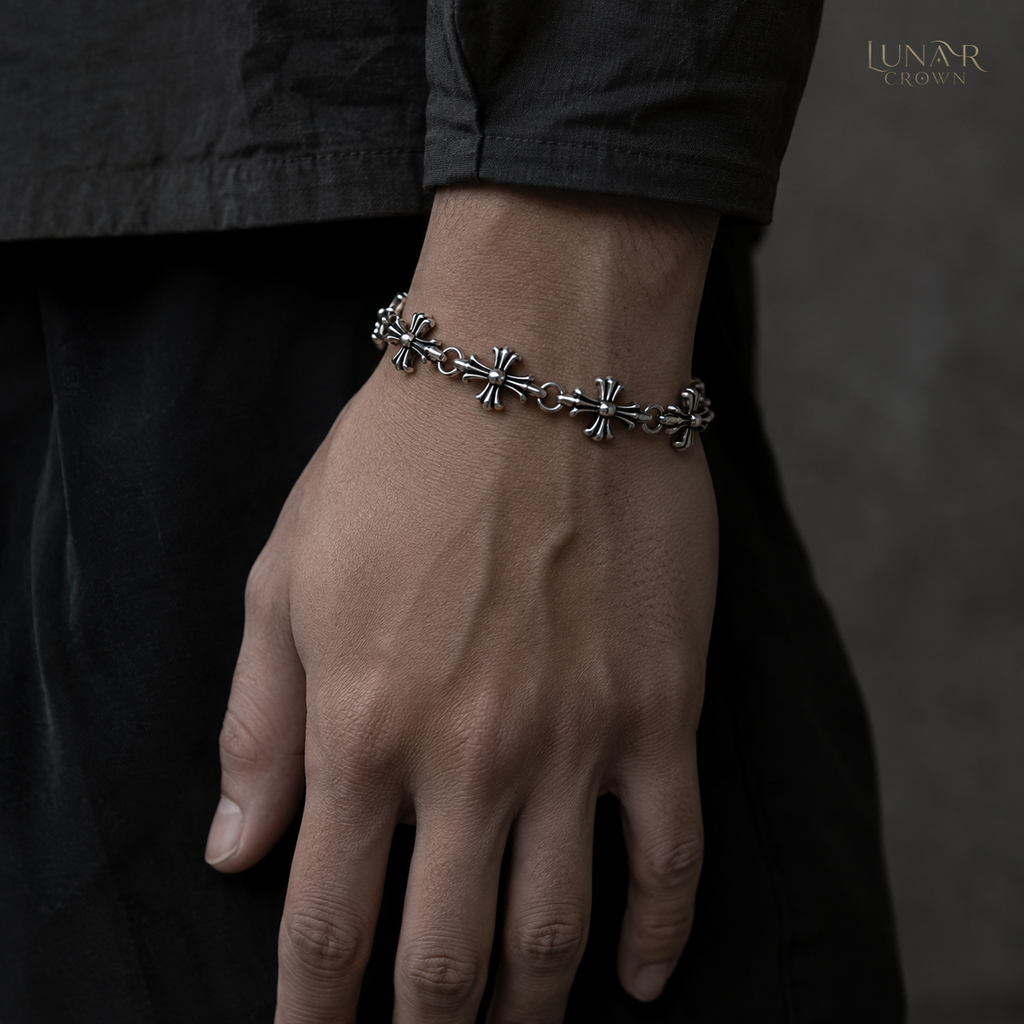 Cross Link Bracelet — Silver Tone