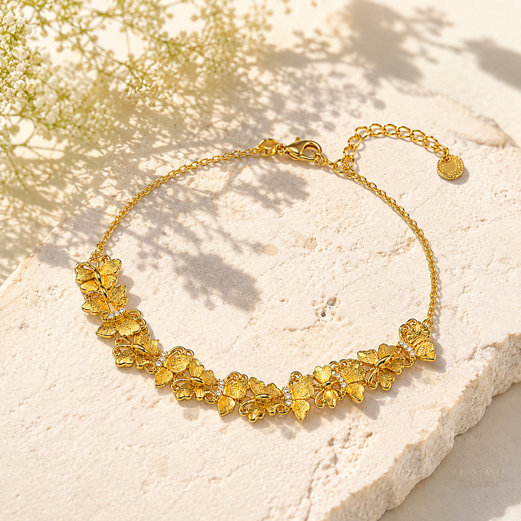 Brushed Butterfly Bracelet — Gold Tone