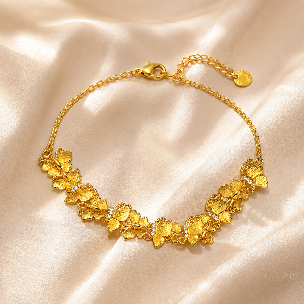 Brushed Butterfly Bracelet — Gold Tone