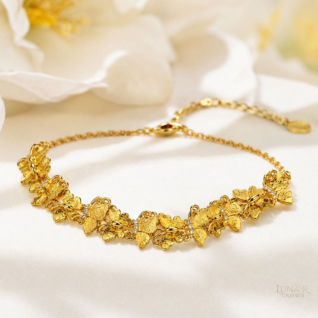 Brushed Butterfly Bracelet — Gold Tone