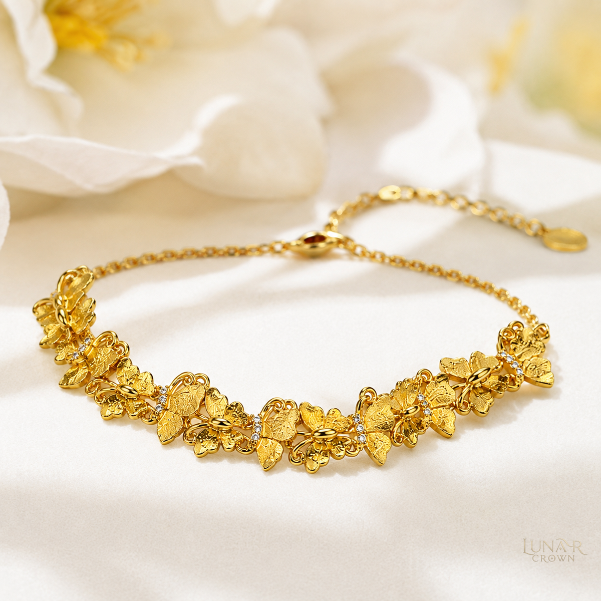 Brushed Butterfly Bracelet — Gold Tone