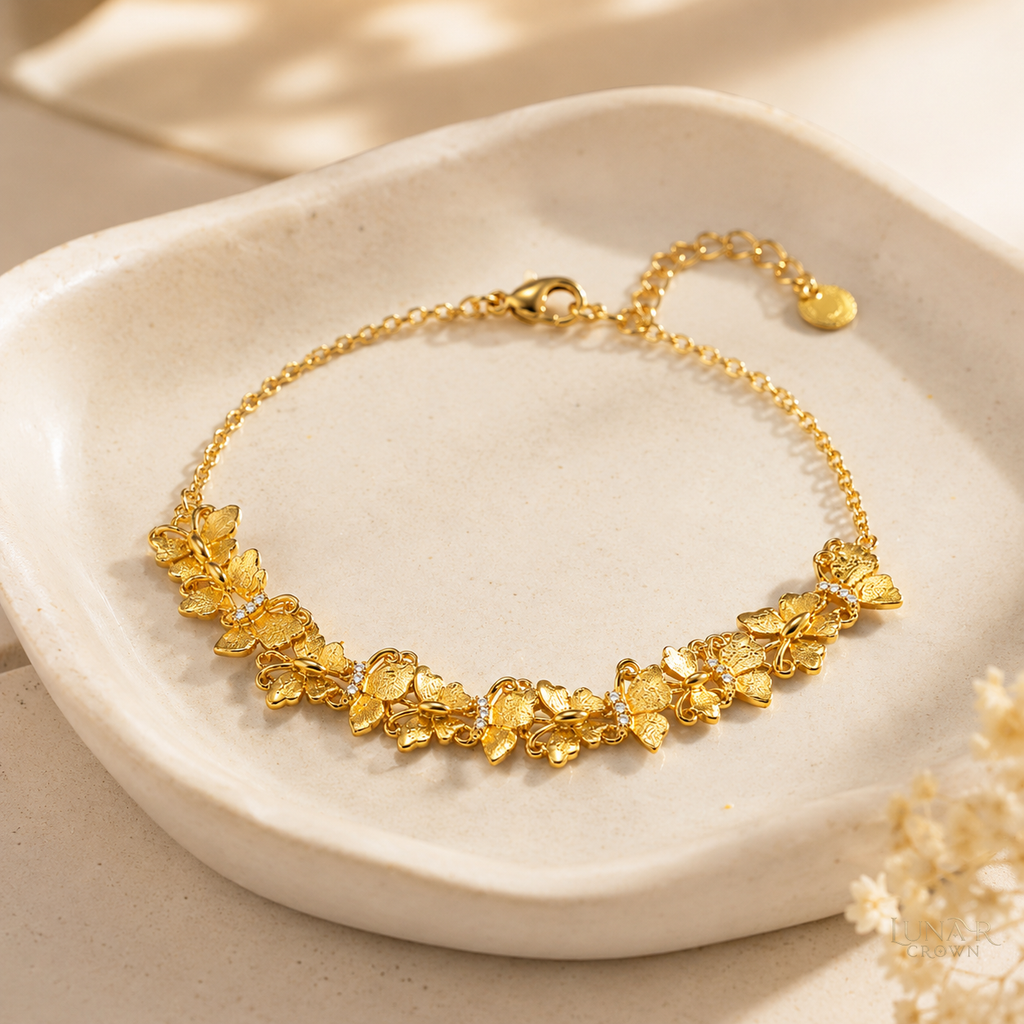 Brushed Butterfly Bracelet — Gold Tone