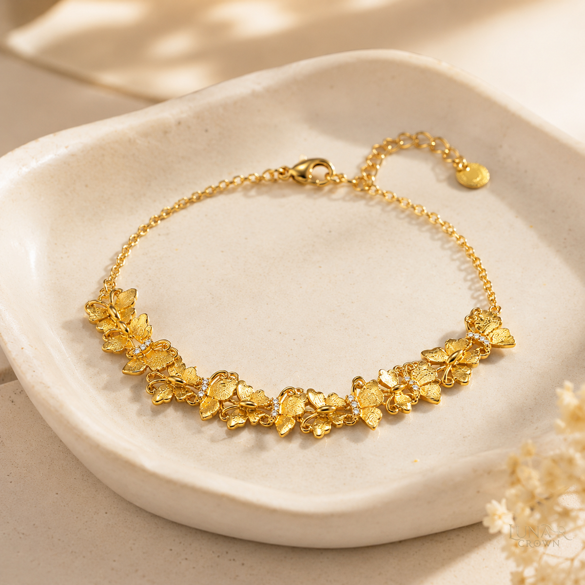 Brushed Butterfly Bracelet — Gold Tone