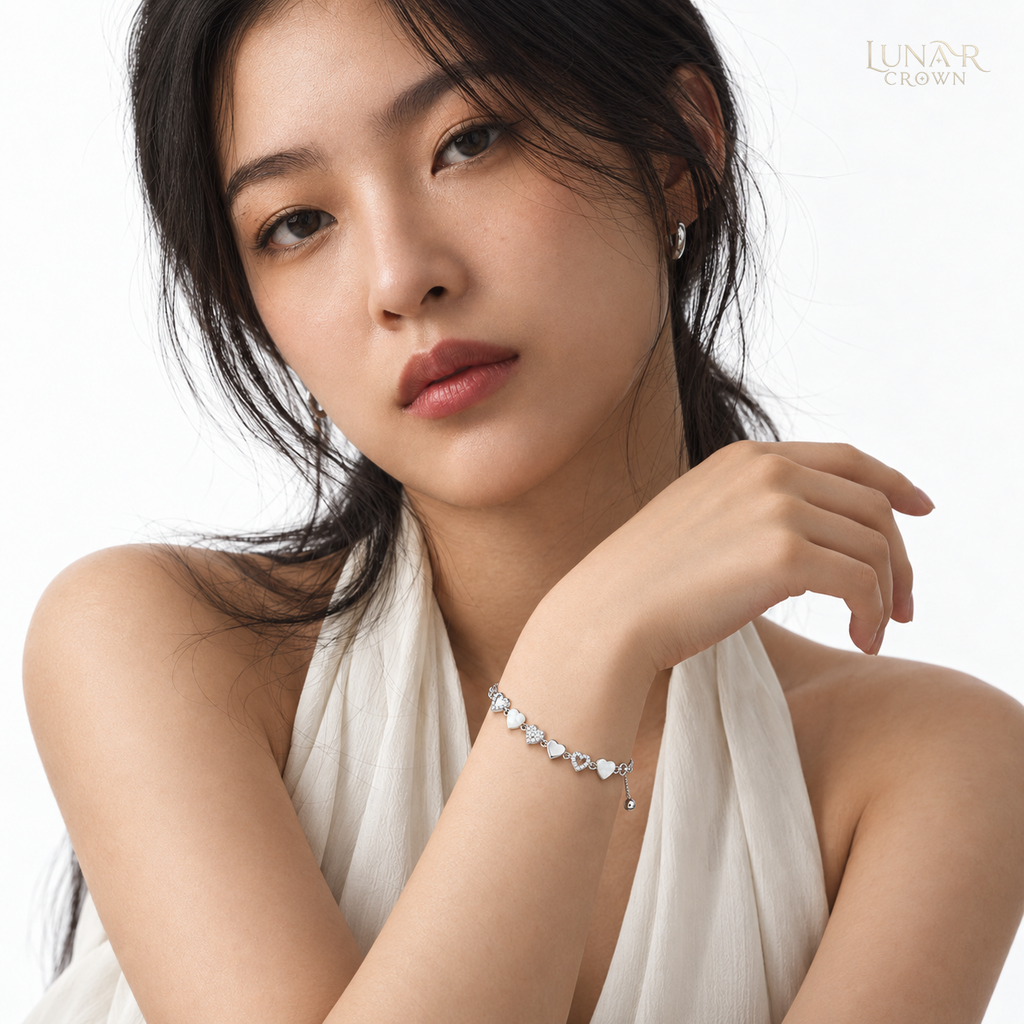 Adjustable Heart Bracelet — Silver Tone